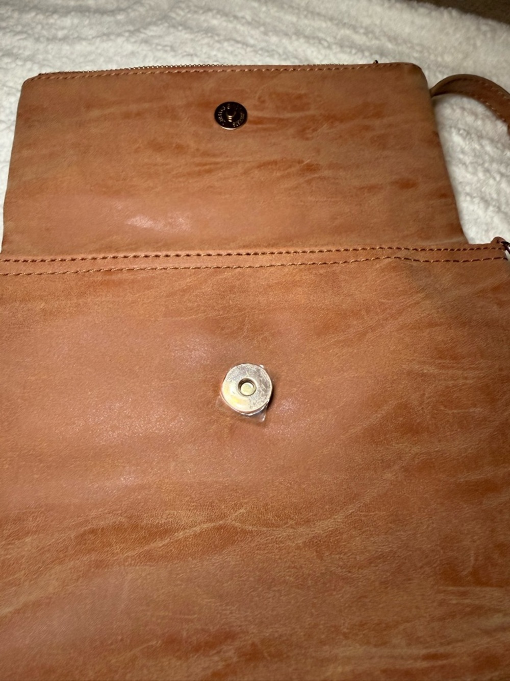 Tan Crossbody Bag with Front Zip Flap - Women’s Crossbody - Picture 10 of 12